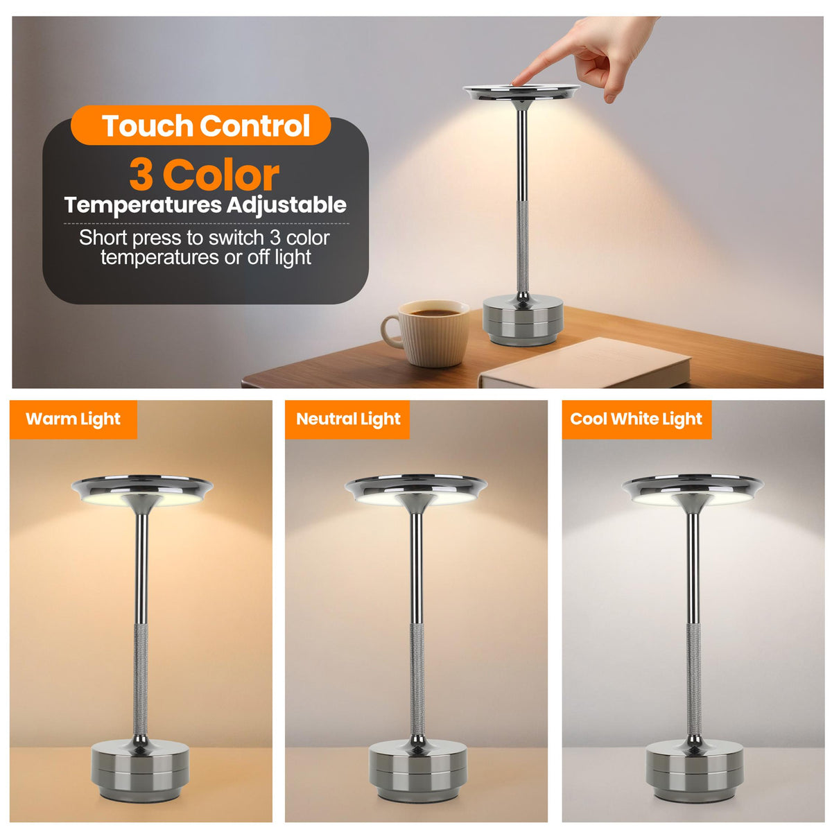 Lampe de table rechargeable sans fil 2pcs
