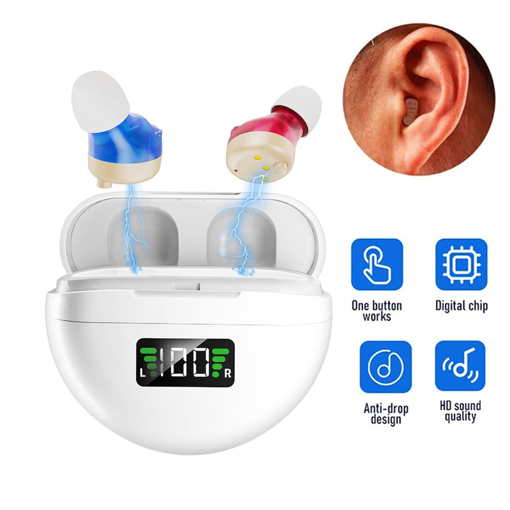 1Aids auditifs numériques rechargeables Pair In-Ear Invisible Sound Voice Amplificateur UK