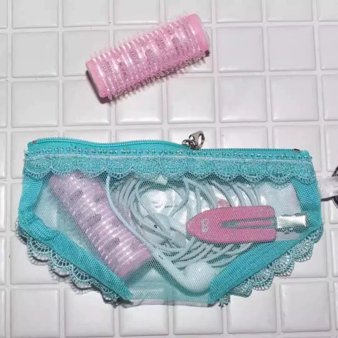 Sous-vêtements de string Sexy Mesh pratique sac de rangement