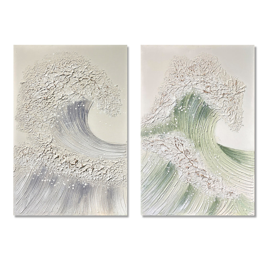24x36 Ensemble de 2 œuvres d'art murale de la vague océanique