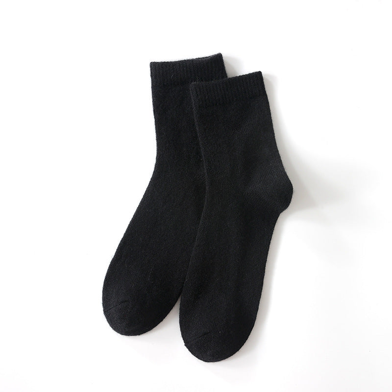 Mid-High Tube Pure Couleur Chaussettes en cachemire Chaussettes de maternité unisexe Hiver Chaussettes épaisses froides Guerre