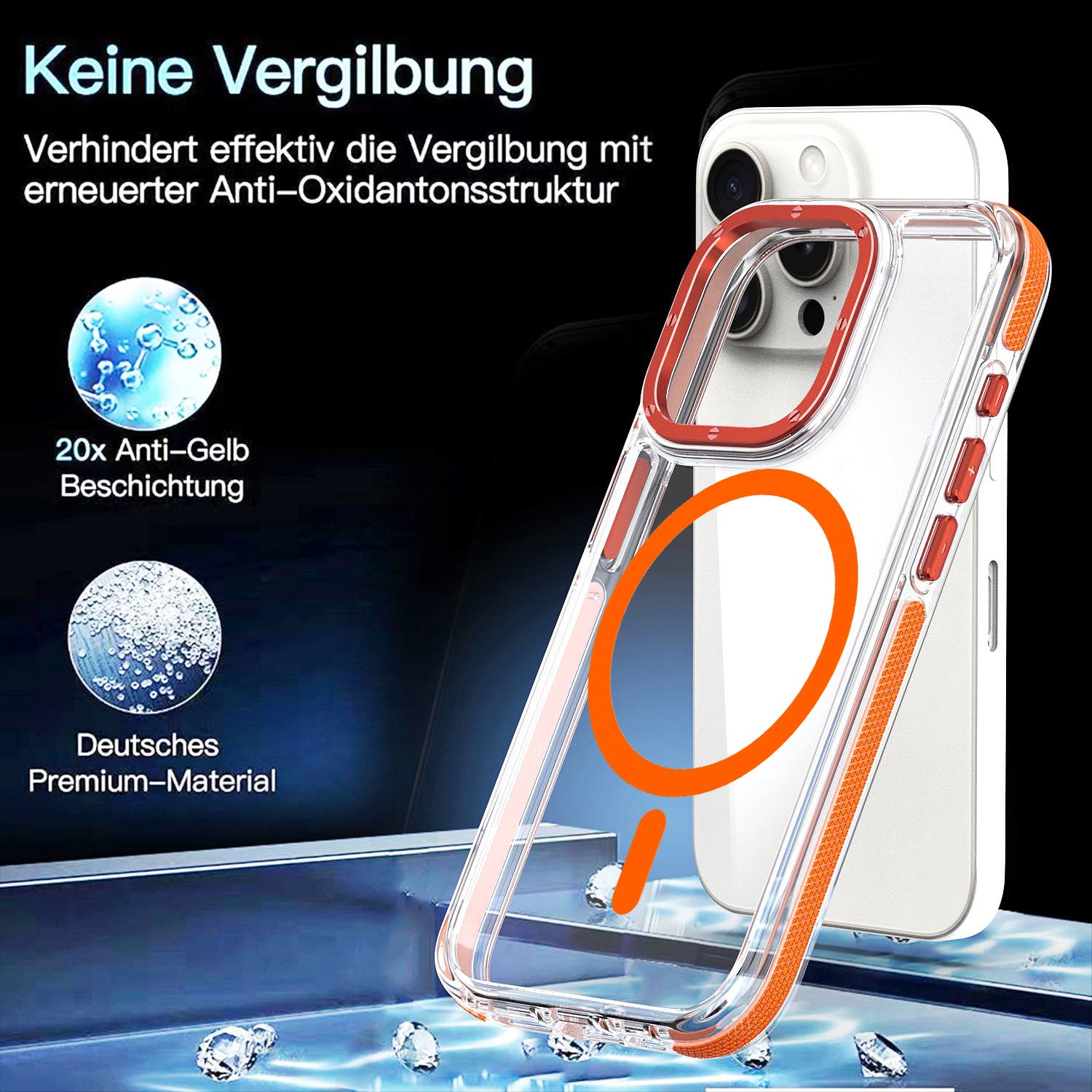 X Boîtier de téléphone magnétique transparent Edge bicolore