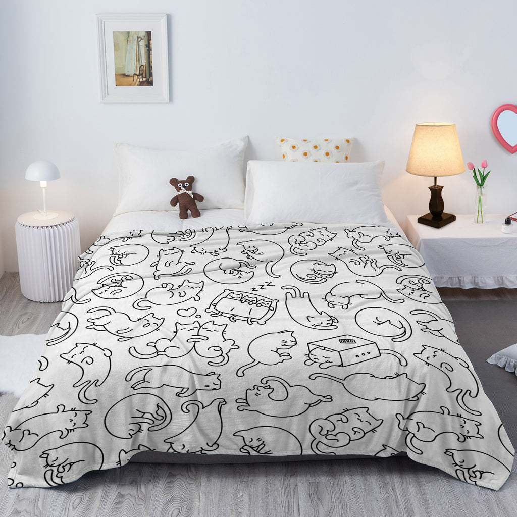 Mini Chats Pattern Flannel Lancer la couverture Super Soft Fleece Blanket Animal Print Fluffy Plus