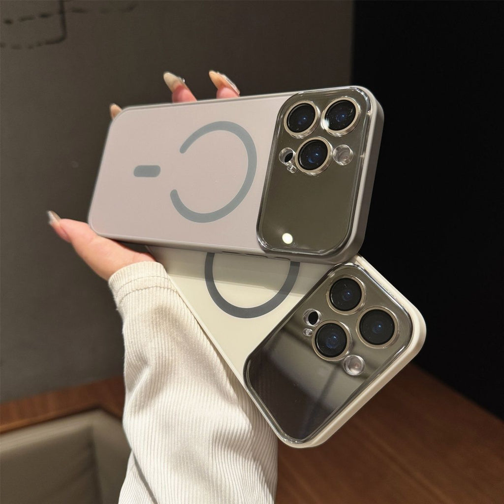 Grande fenêtre cas de téléphone magnétique givré