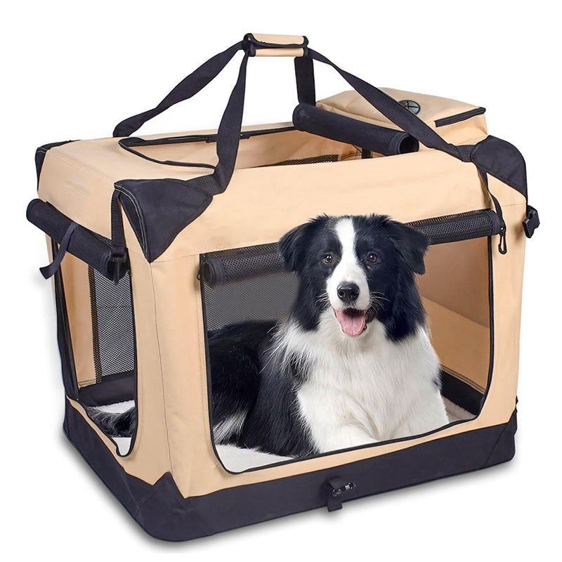 3-Porte pliant soft Dog Crate avec sac de transport et lit polaire