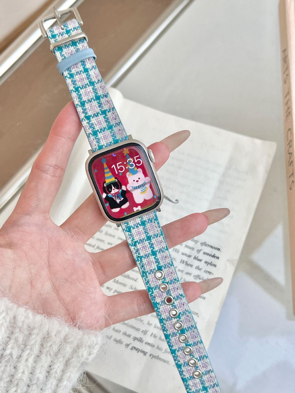 Bracelet de montre en laine et cuir pour Noël