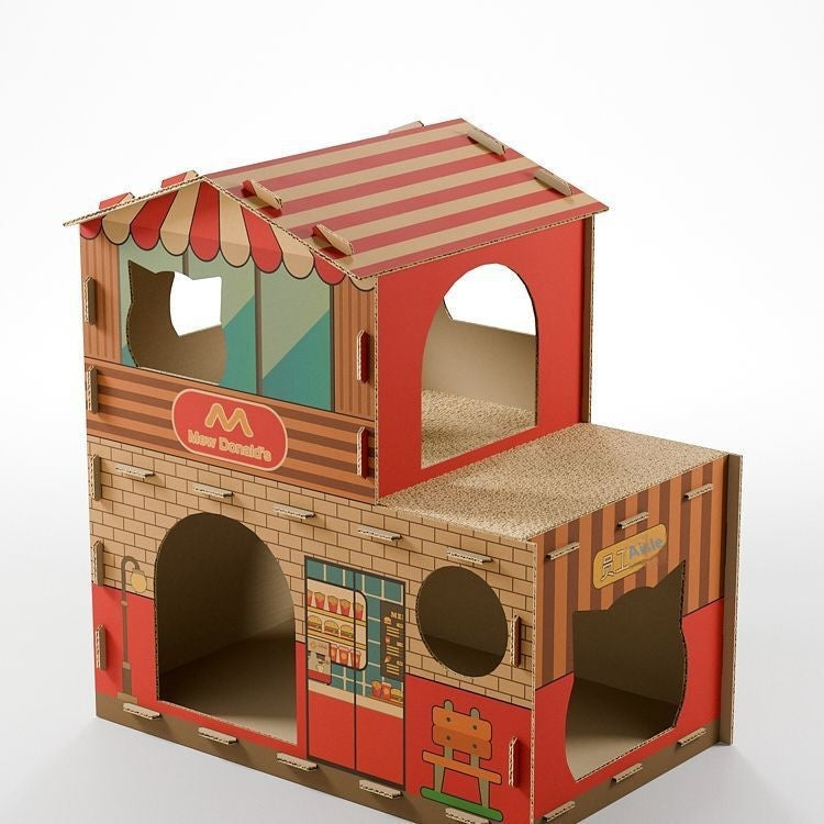 Chat Villa All-in-One Scratching Post & BedThickened Corrugated Paper Scratch Toy