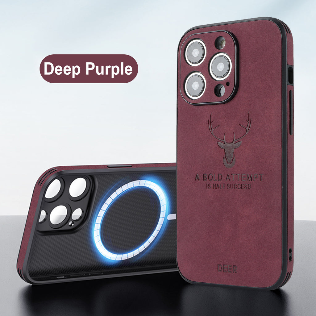 Coque de téléphone Tête de cerf intégrée magnétique résistant à la chute Couverture de protection