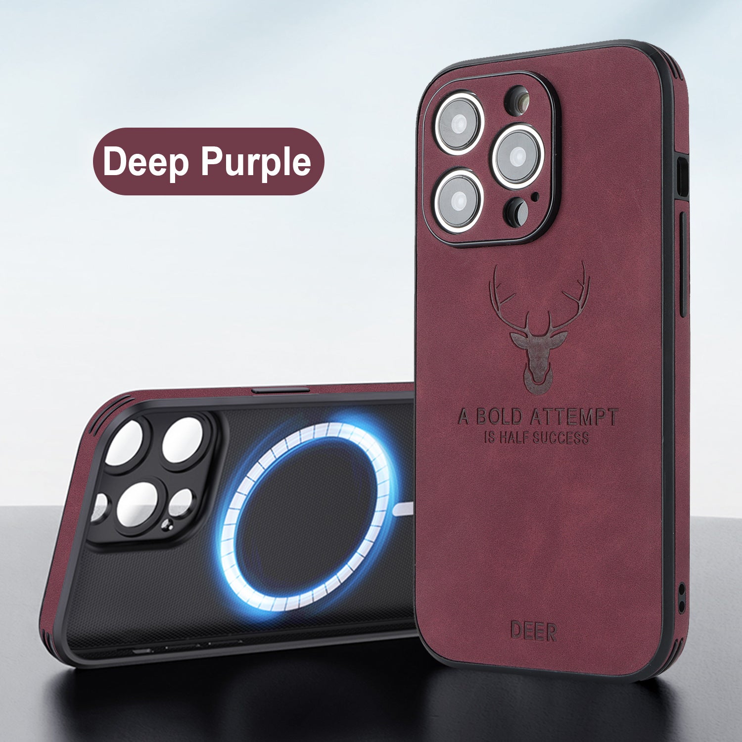 Coque de téléphone Tête de cerf intégrée magnétique résistant à la chute Couverture de protection