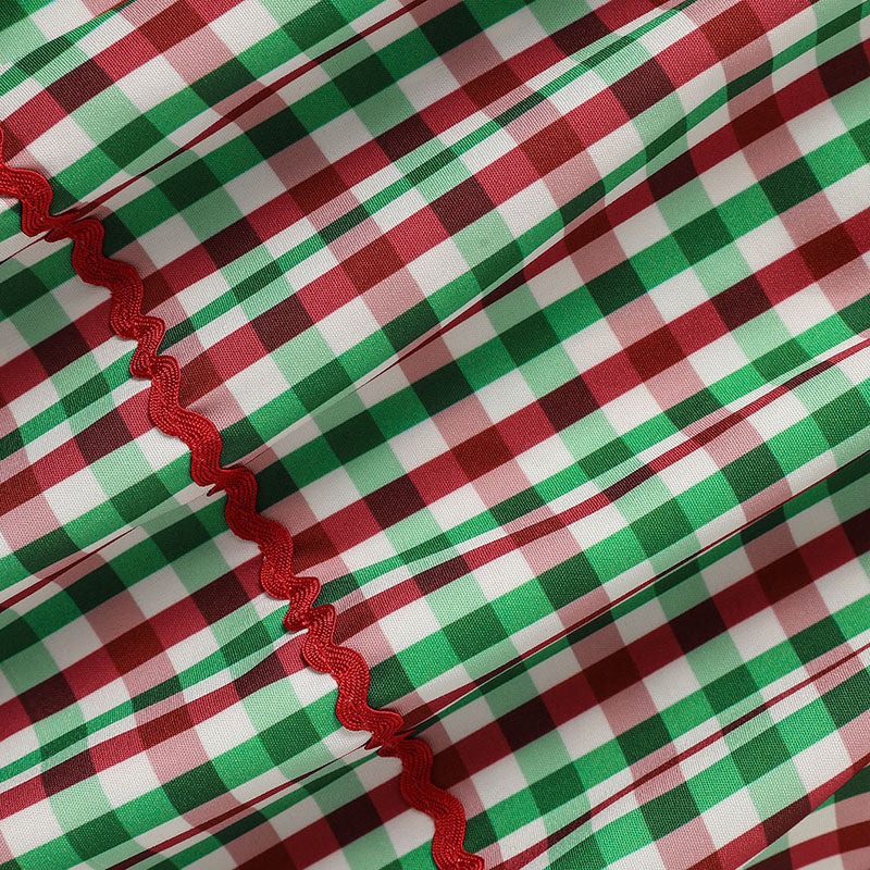 Bébé enfant Bébé Filles Robe de Noël Manche courte Arbre de Noël Brodé Plaid Ca