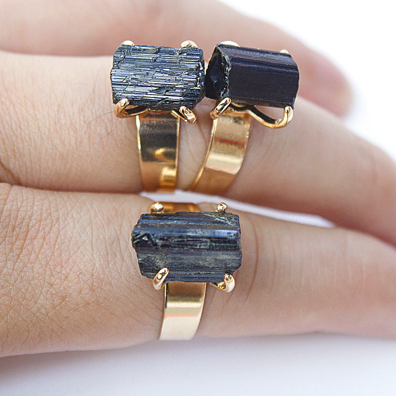Anneau Tourmaline noir naturel