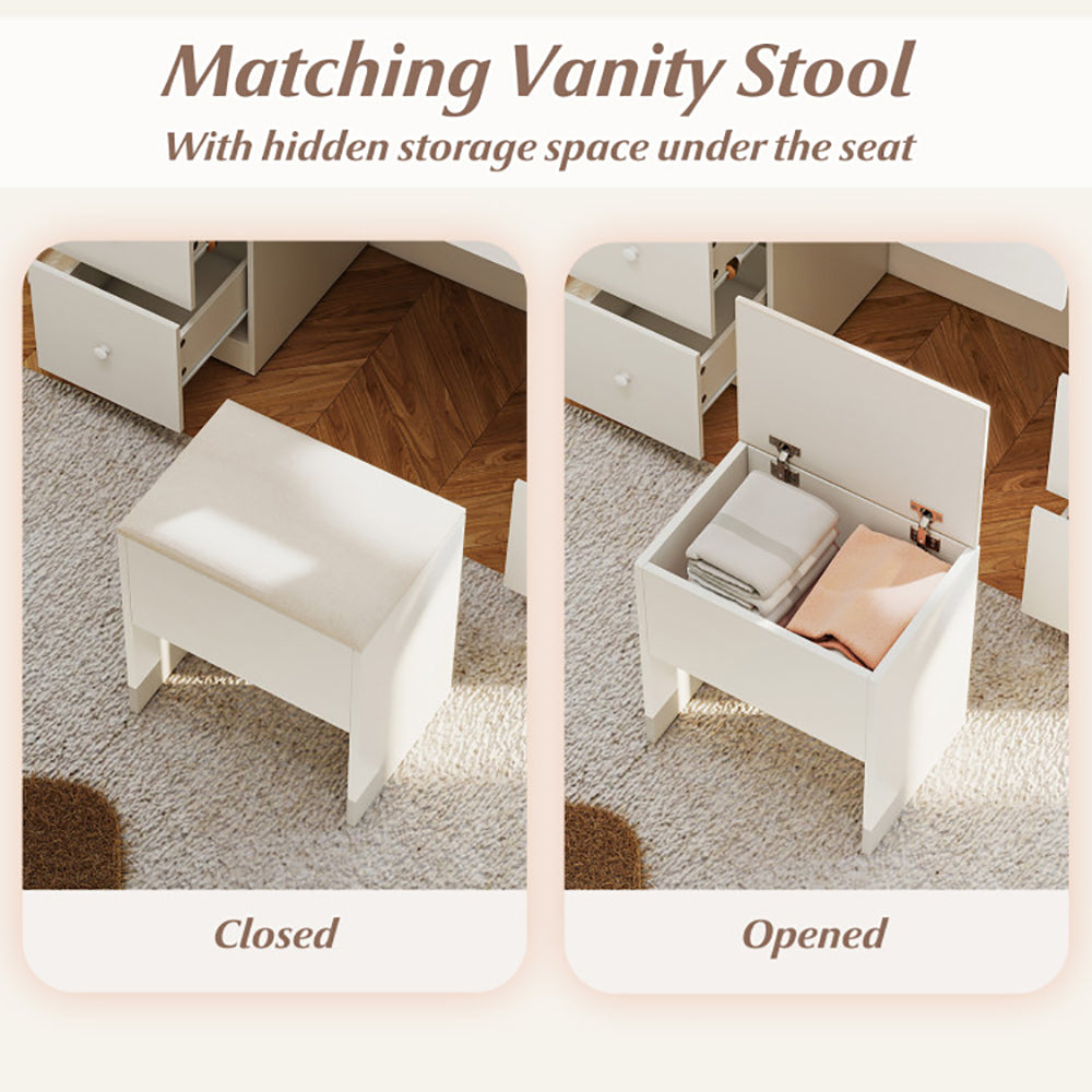 Bureau Vanity avec miroir et lumières Maquillage Table Vanity Table et tabouret