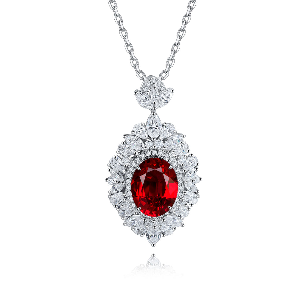 S925 Argent 4.3g Collier en pierre gemme créé par le laboratoire