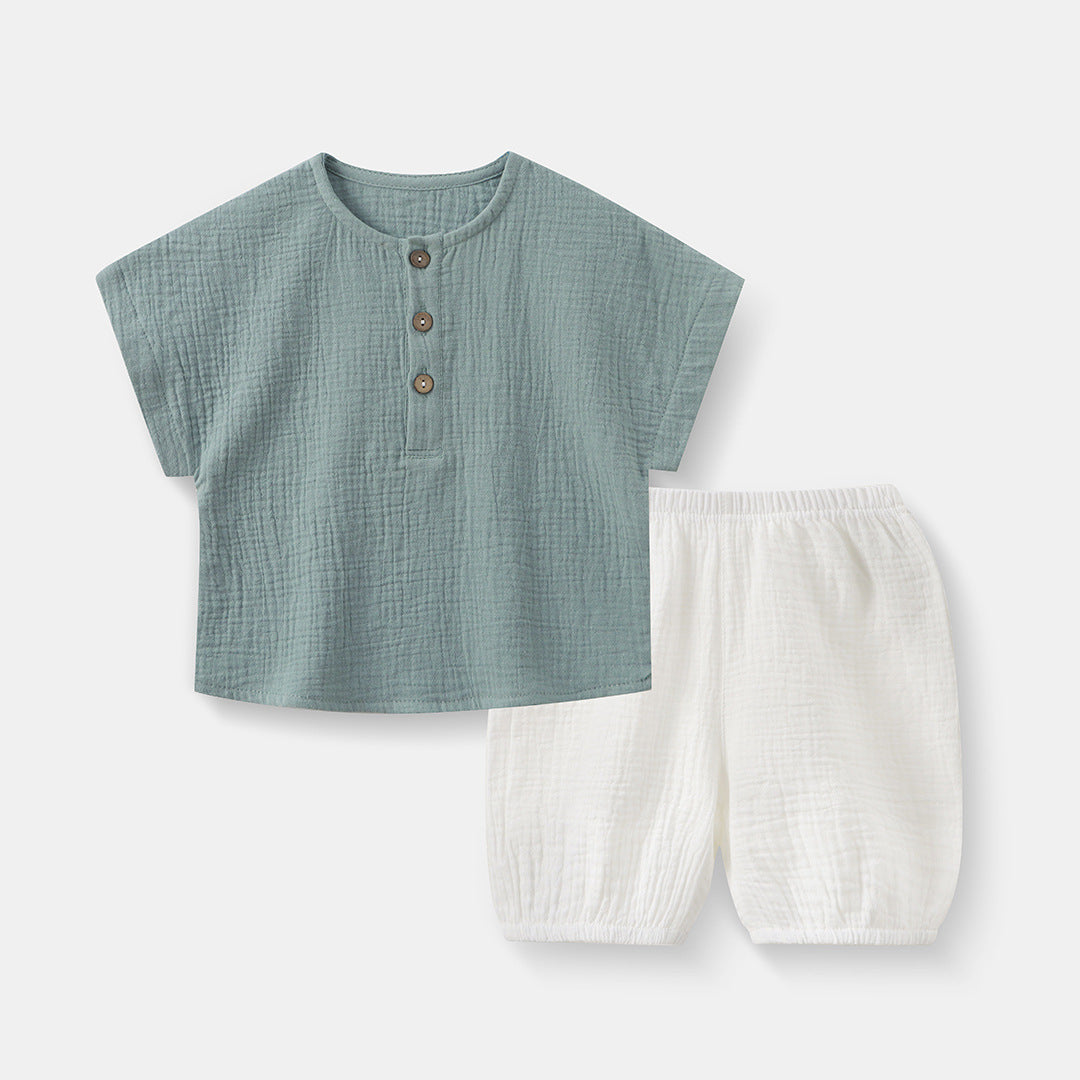 Pure Cotton Gauze Casual Home Ensemble à deux pièces pour bébés