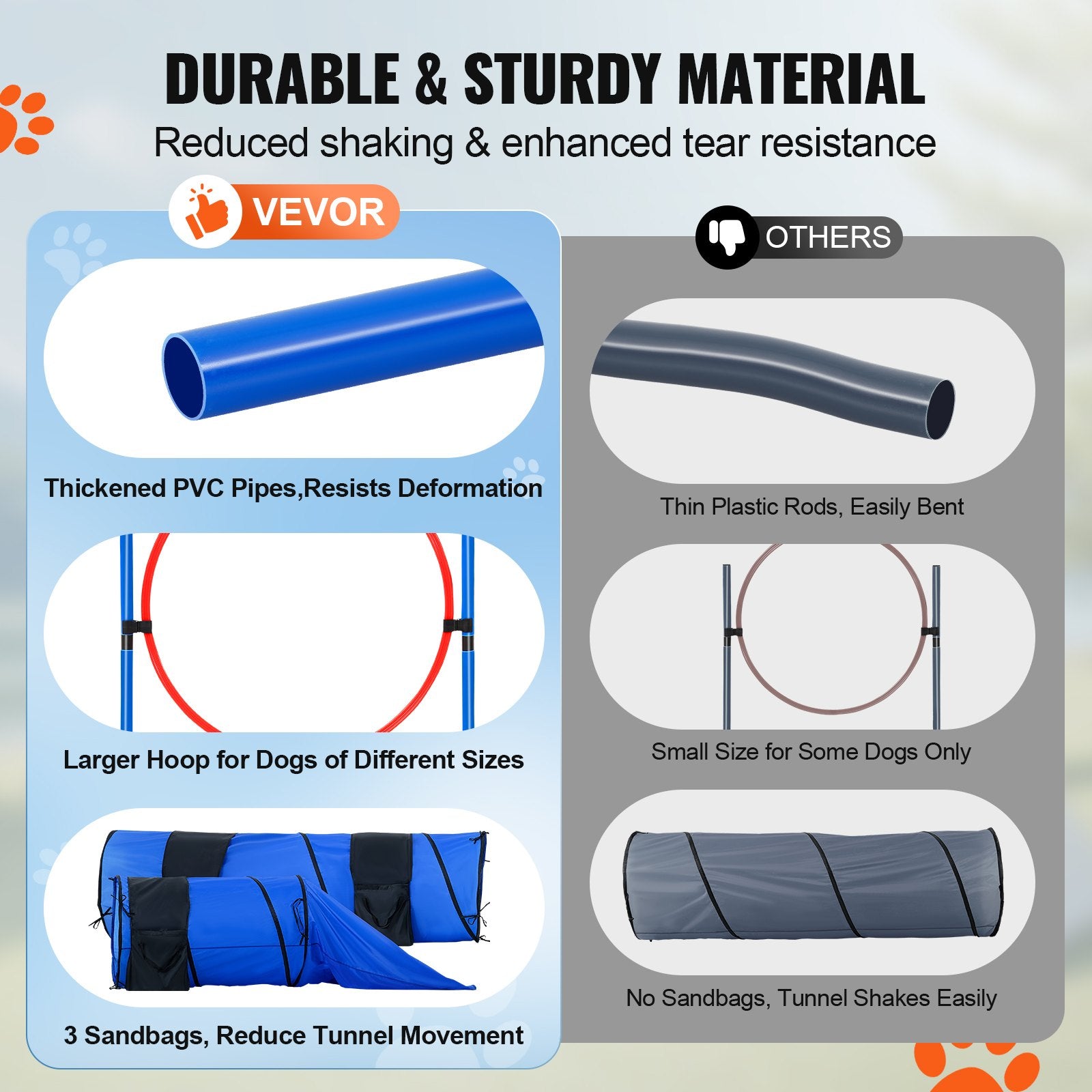 Équipement d'entraînement sur l'agilité des chiens 7 PCS Set W/ Hurdles 2 tunnels Jump Ring