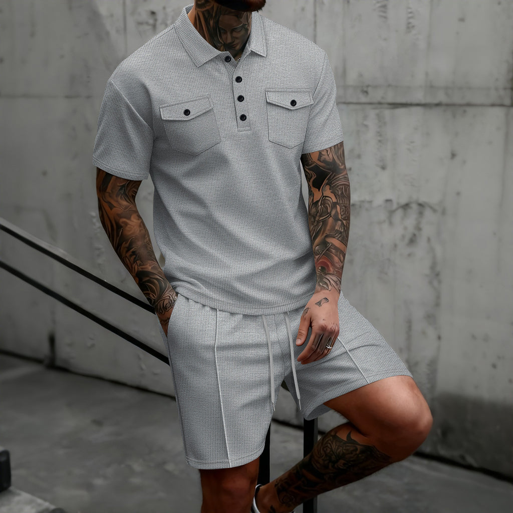 Ensemble de mode casual gaffle-weave homme