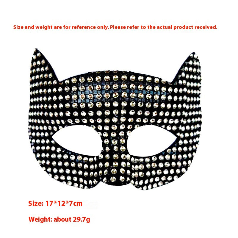 Performance Masquerade d'Halloween Cristaux Stick-on Cat Hommes et femmes Masque