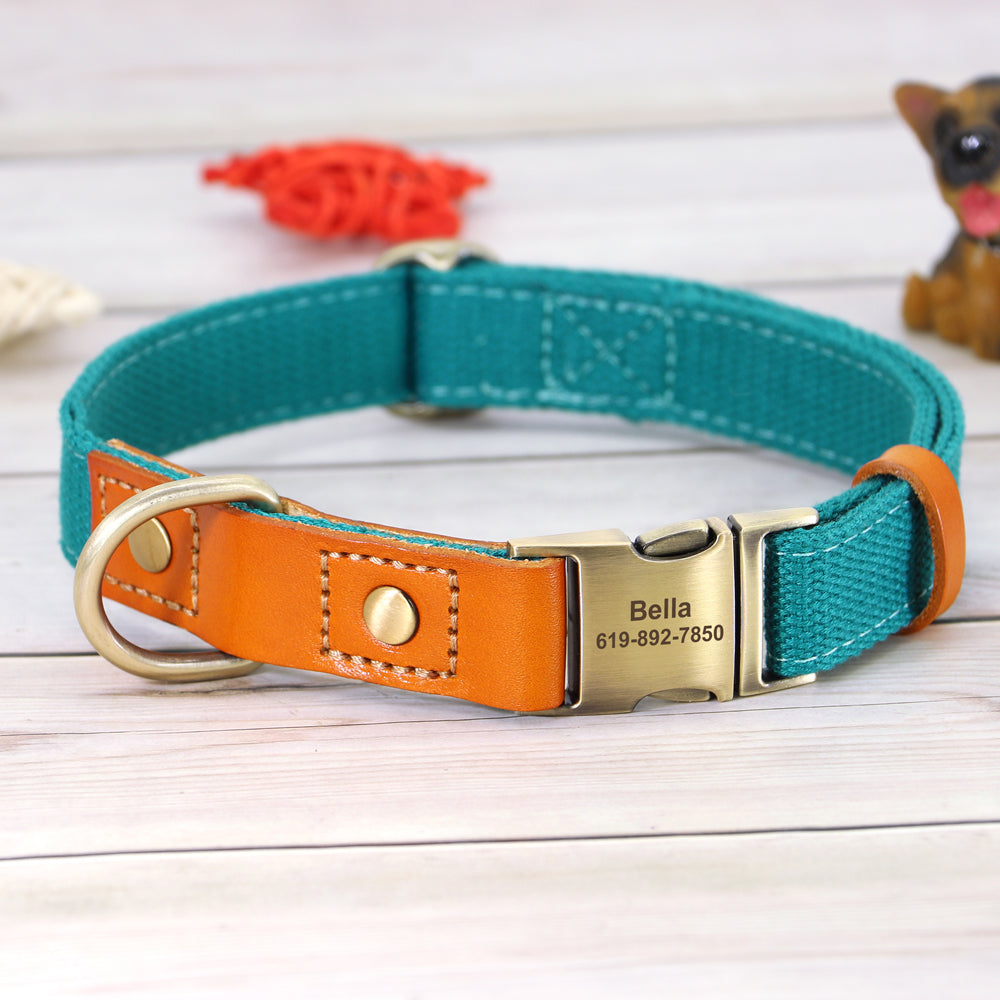 Cowhide chien collier anti lettering chien perdu