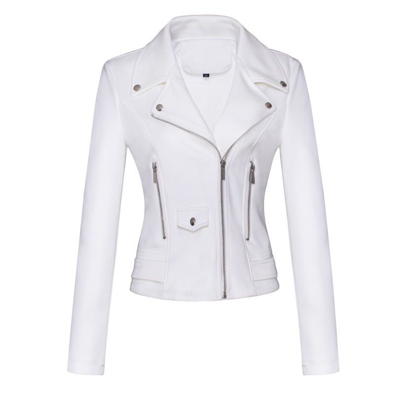 Veste en cuir pour femmes style court Slim-Fit Suede Veste en cuir Velours pour la navette