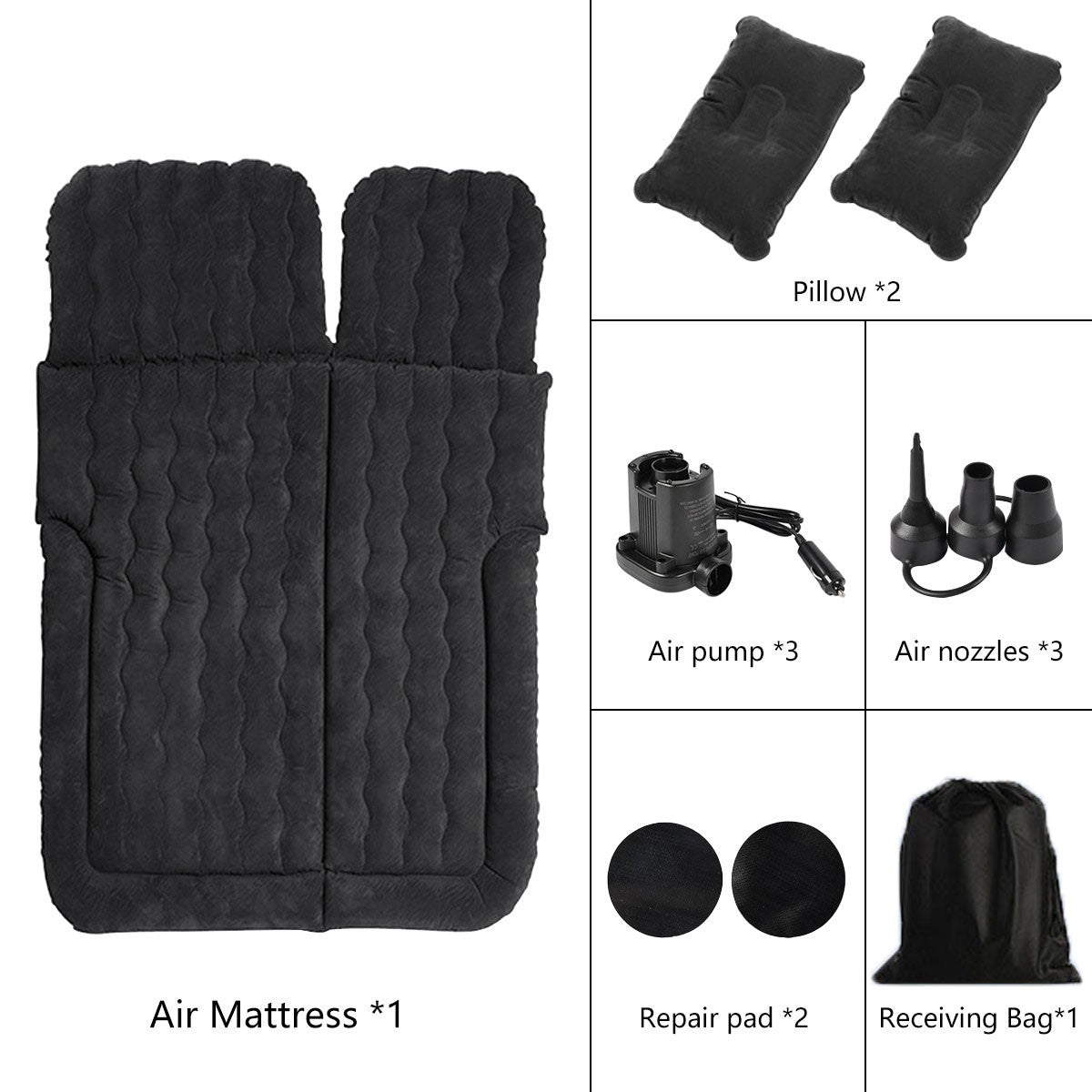 Voiture SUV Air Bed Sleep Travel Matelas gonflable Siège Coussin Mat Camping W Pompe