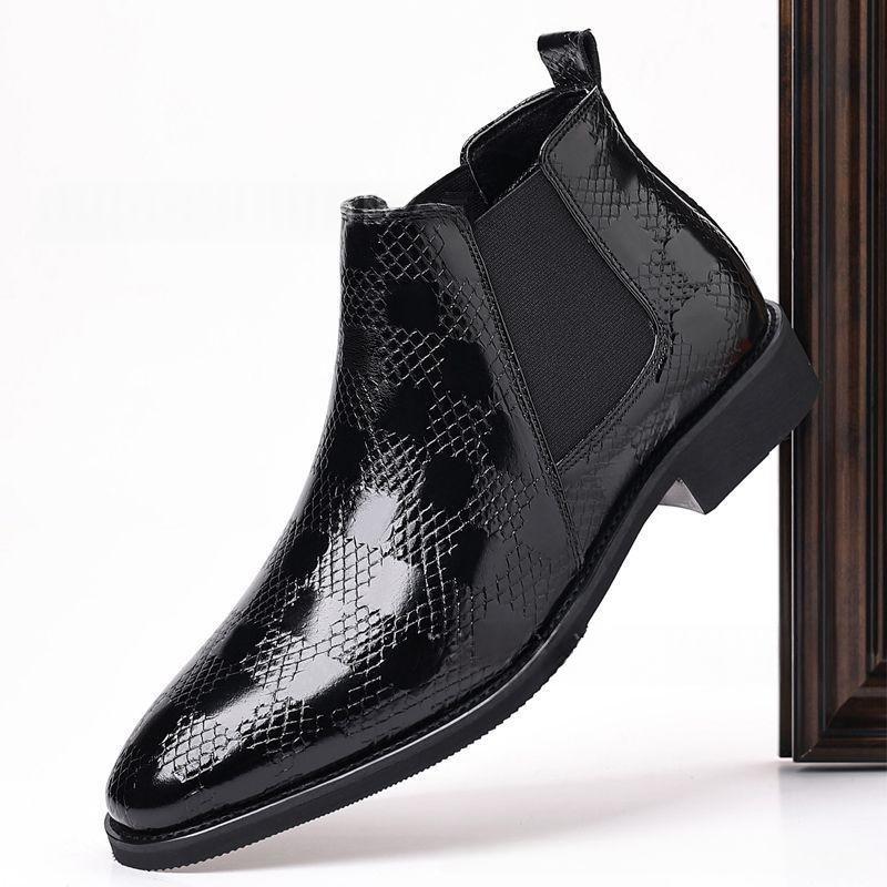 Bottes en cuir pointu de style britannique pour hommes