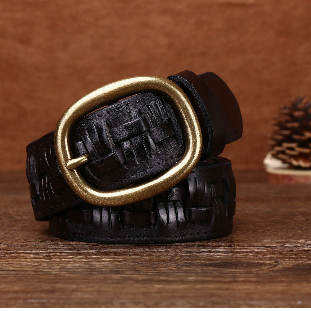 Ceinture en cuir de vache tissée à la main pour hommes