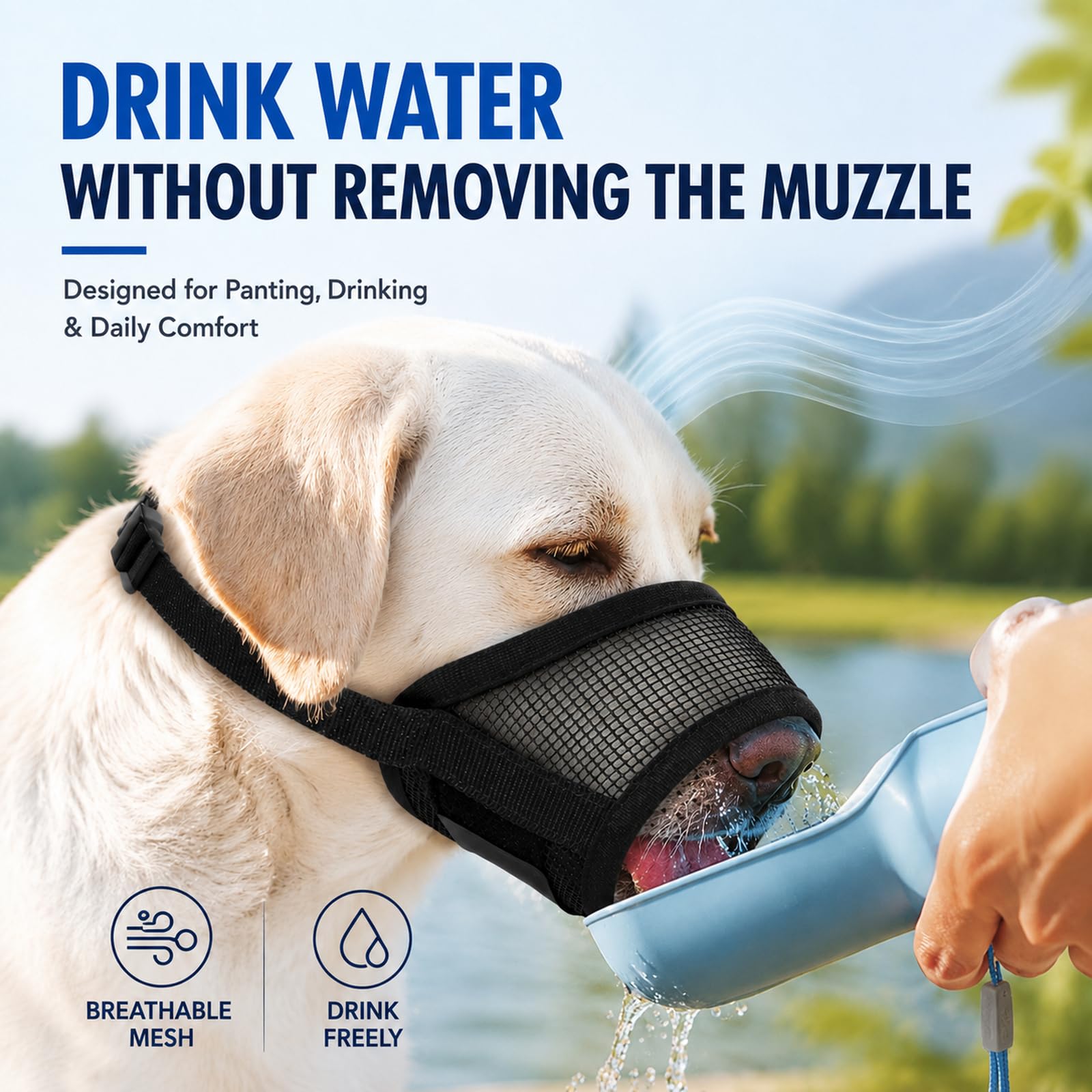 Muselière de chien, Muselière d'air doux pour grands chiens, moules de chien respirantes pour la chasse