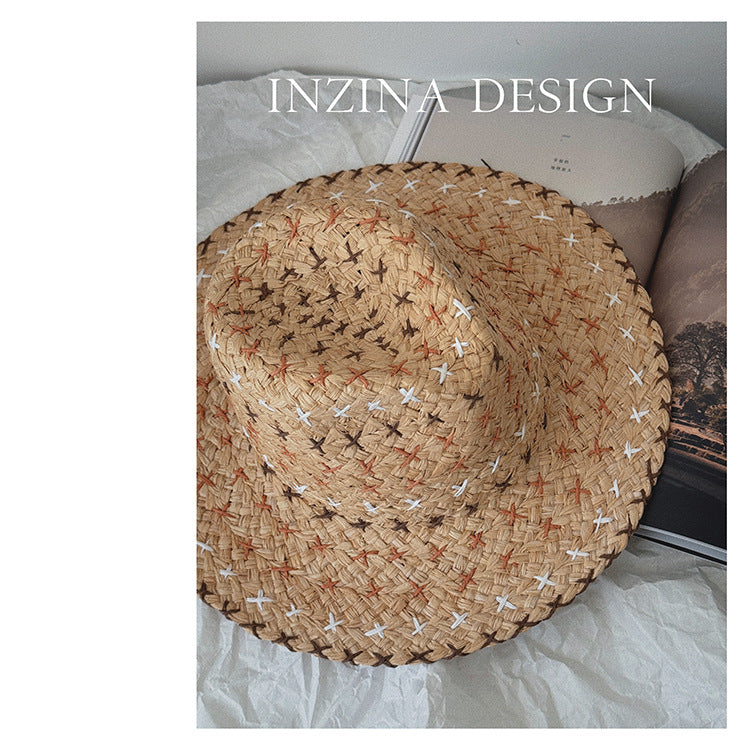 Rétro Personnalité Western Cowboy Style Chapeau de paille