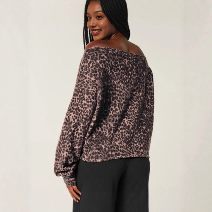 Sweatshirt casual léopard imprimé pour dames