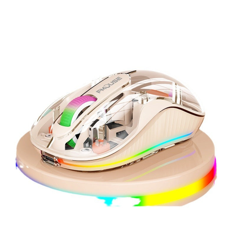 Bluetooth transparent sans fil à trois modes Silencieux Souris rétroéclairée multicolore