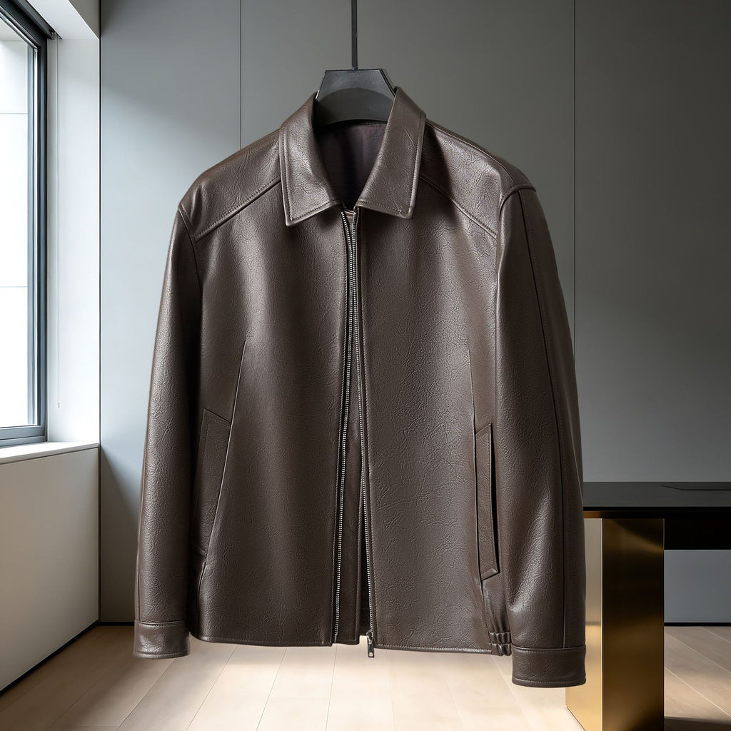 Veste en cuir pour hommes Lapel nouveau style