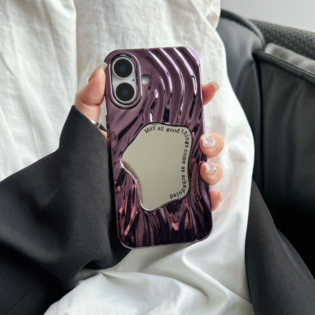 Electroplating Wave Pattern Mirror Phone Case Sens avancé