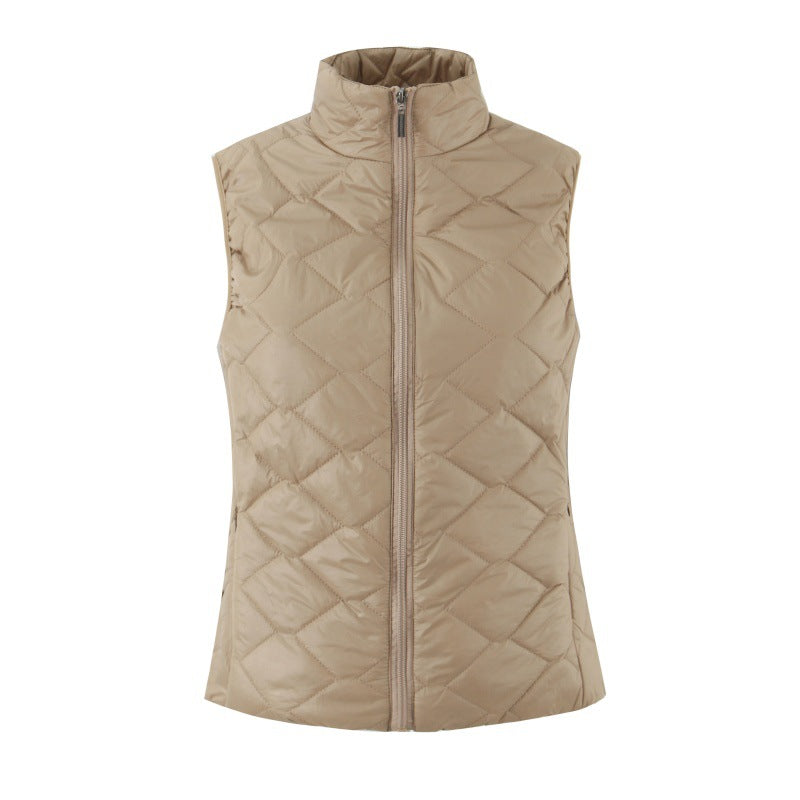 Veste zippée pour femmes avec col de support sans manches