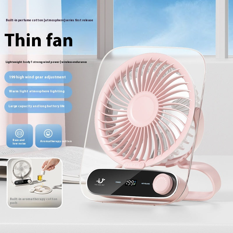 Affichage numérique ultra-mince de bureau ventilateur Mute Mini vent Portable usb charge