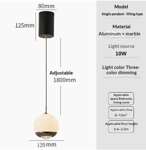 Lampe de pendentif côté lit réglable pour la chambre