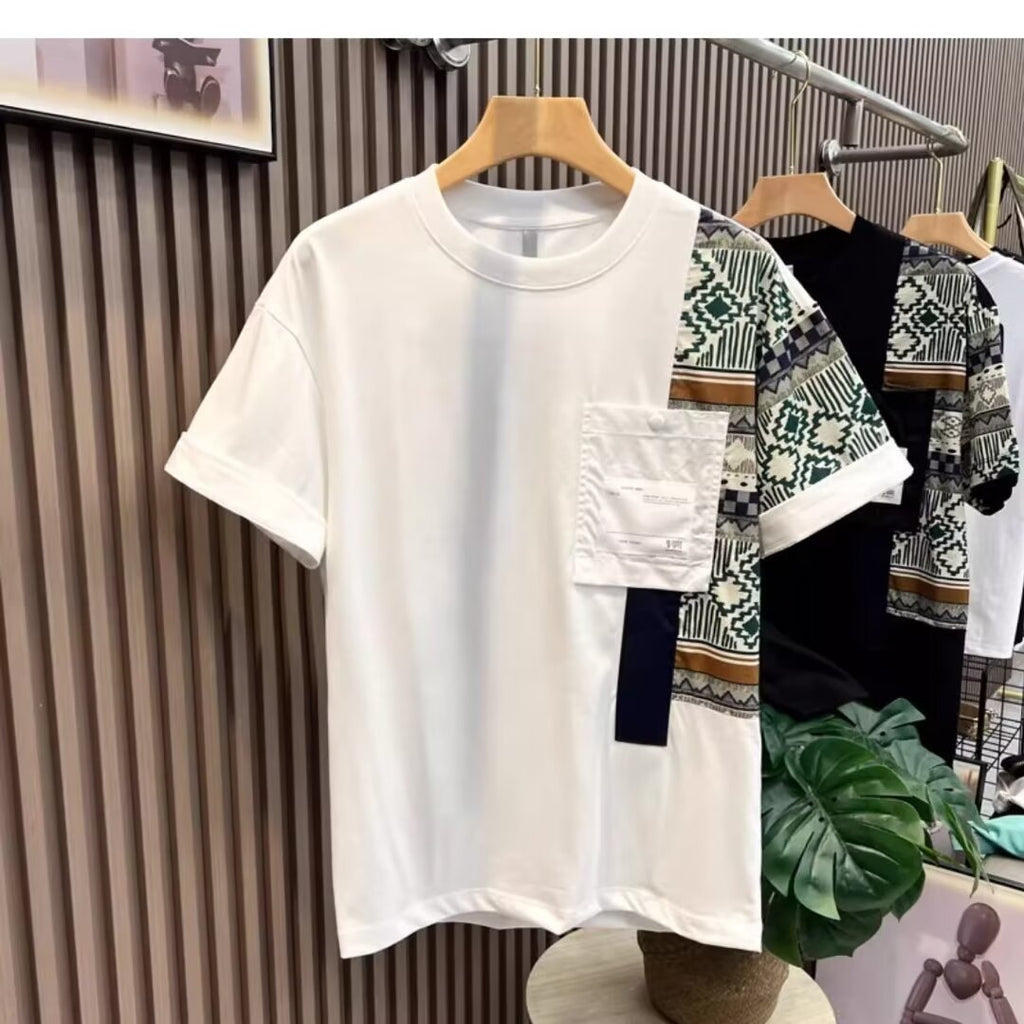 T-shirt pour homme T-shirt de travail d'été Style Couleur Matching Top
