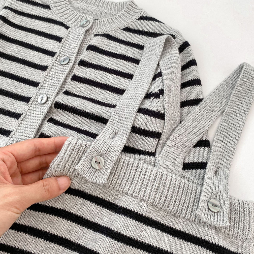 Pantalon à mailles rayées Cardigan Ensemble en deux parties