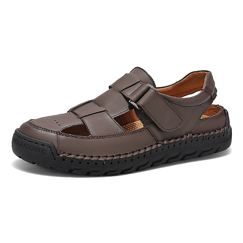 Sandales homme Été Cuir plein grain