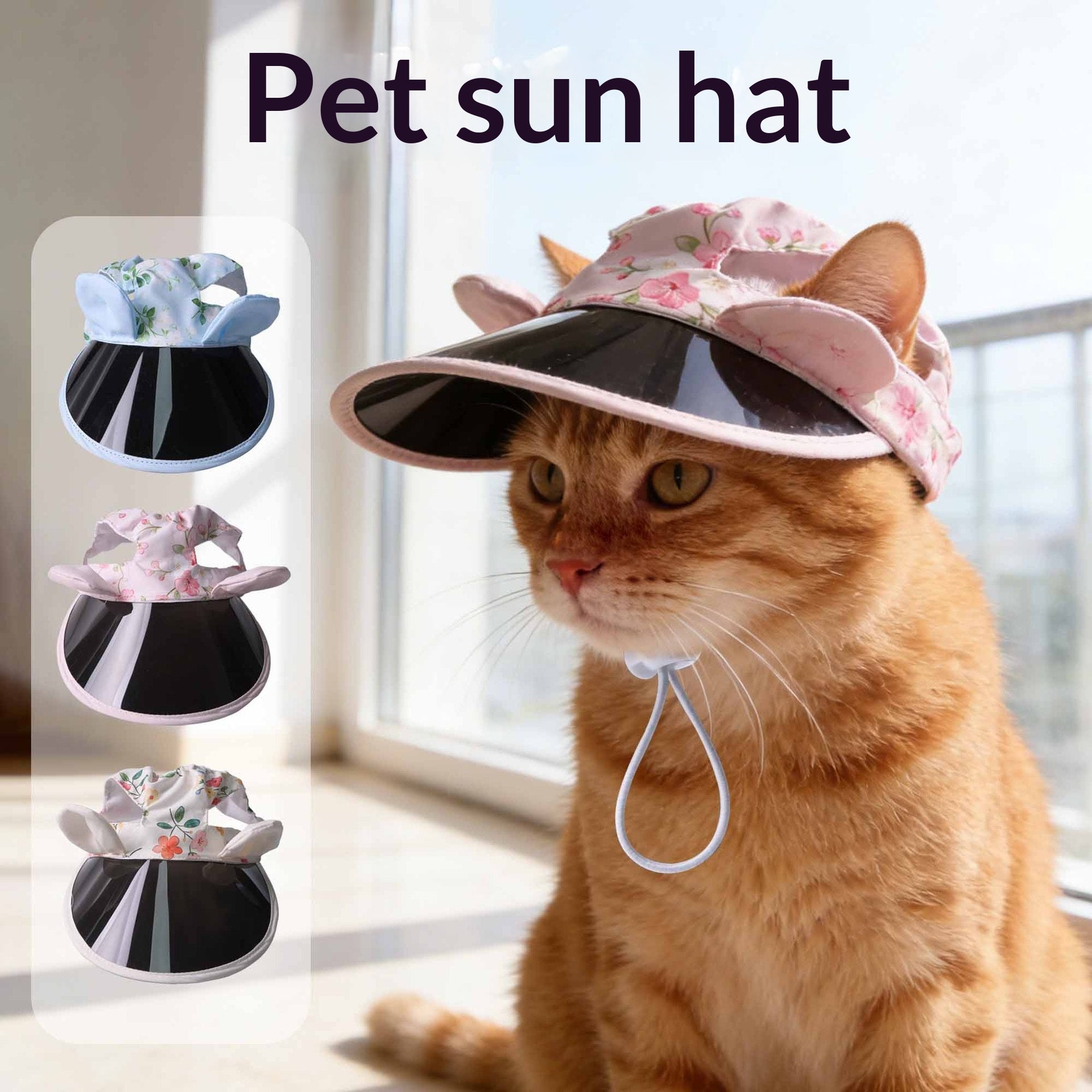 Chapeau de soleil Sphynx Cat avec visière pour chat Kittens Ajustable Summer Outdoor Protection de la peau