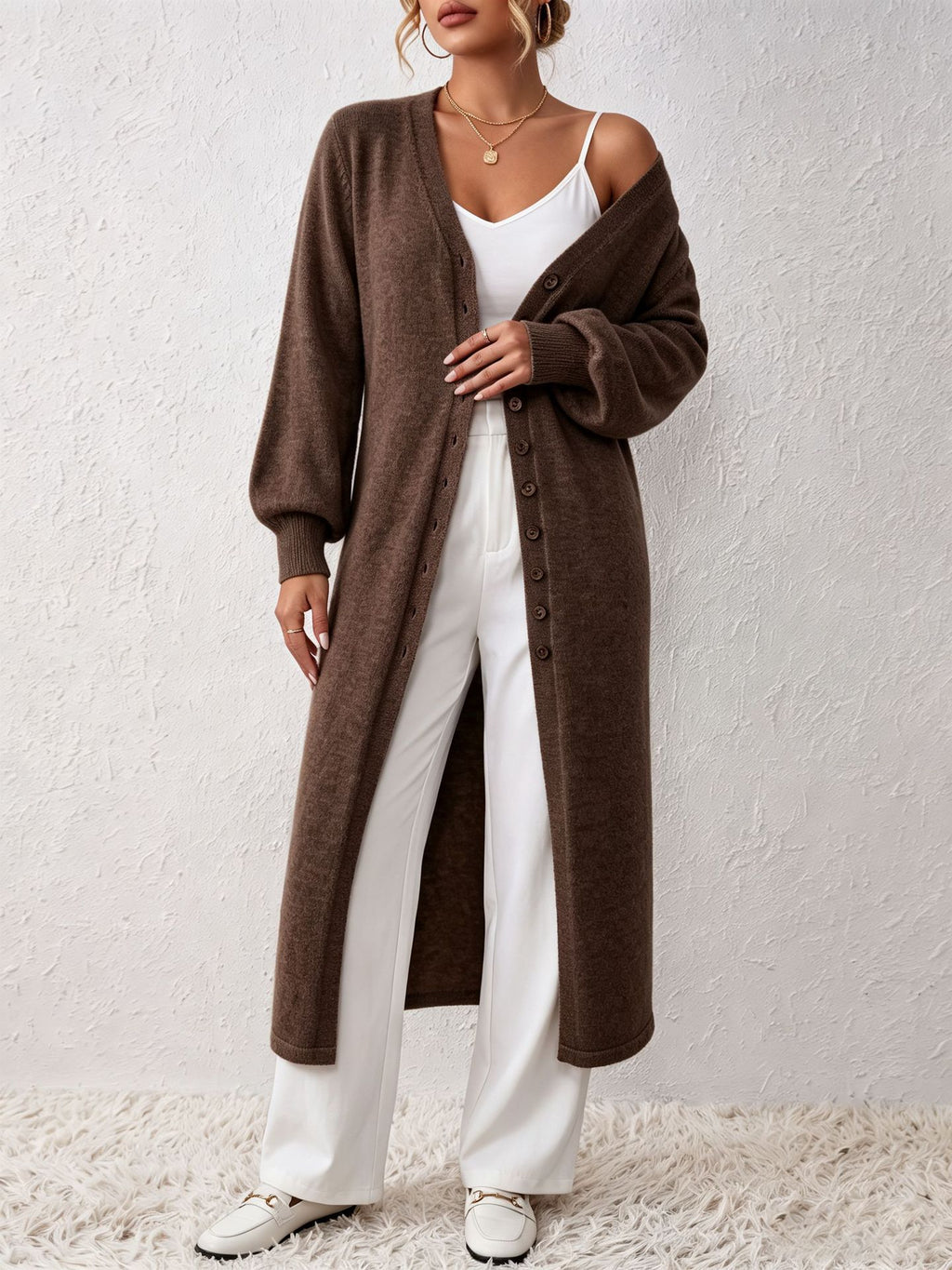Robe de Cardigan tricotée à la mode