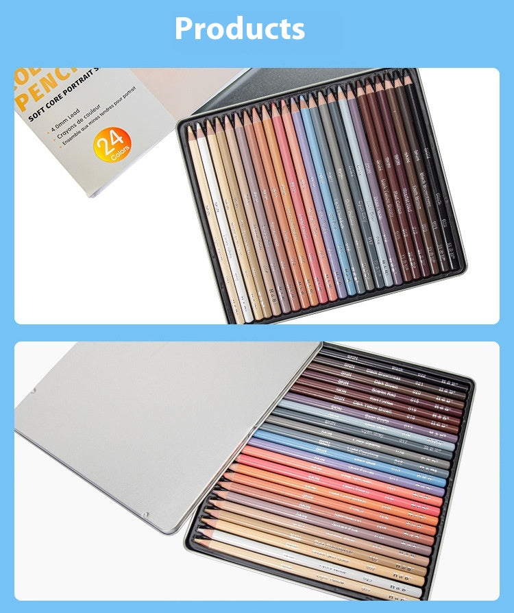 Peinture 24-couleur Stylo de couleur de peau peint à la main Portrait Couleur crayon fournitures d'art huileux