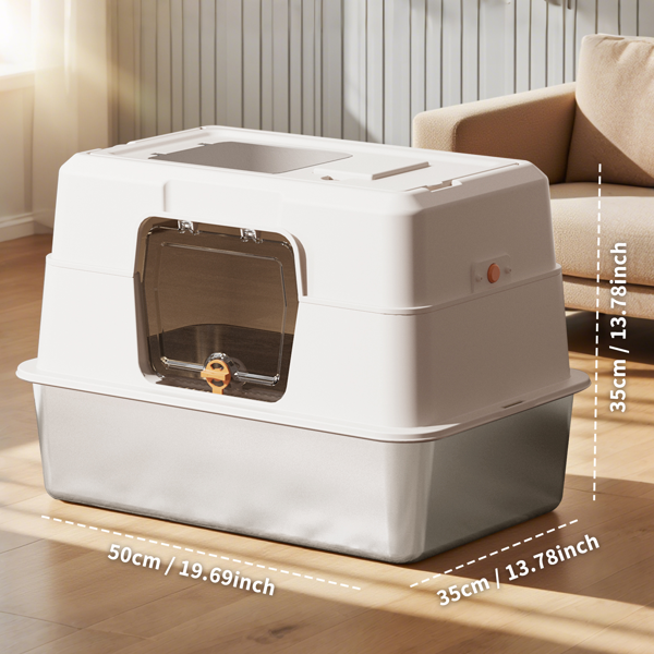 Boîte à litière en acier inoxydable blanc