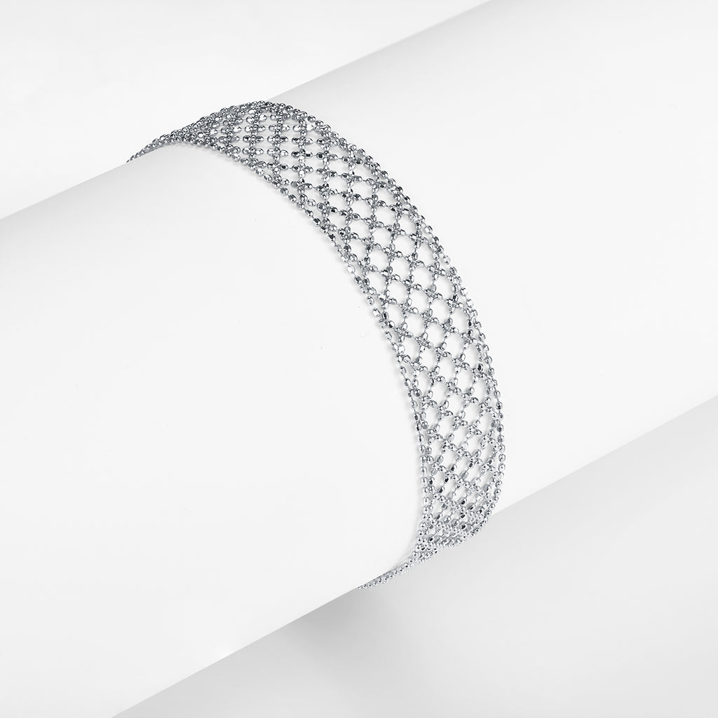 S925 Argent Sterling Hollow Mesh Bracelet pour femmes