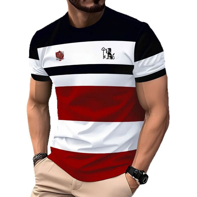 T-shirt homme à manches courtes Business Casual Series Impression numérique 3D