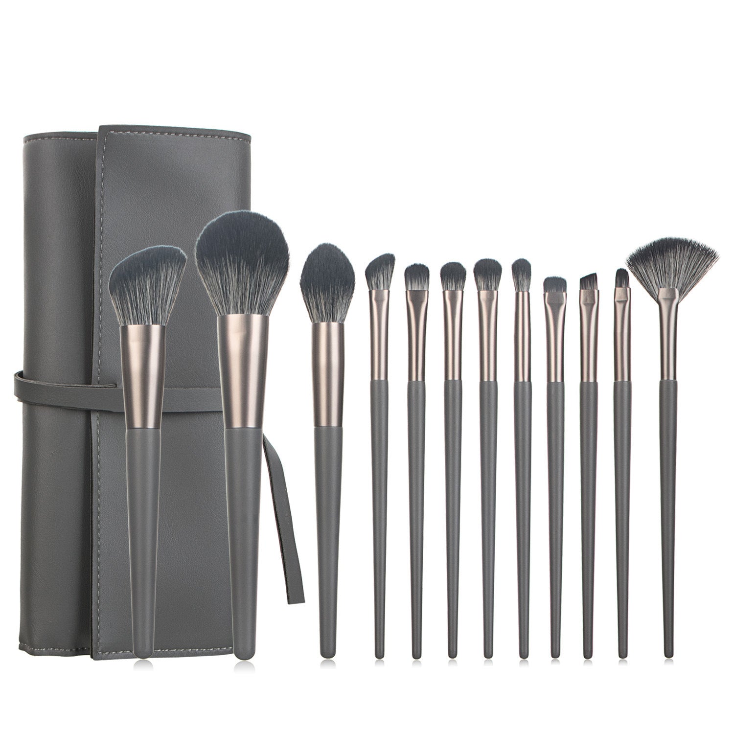 Set de brosse de maquillage 12 pièces avec 4 couleurs et un sac de maquillage