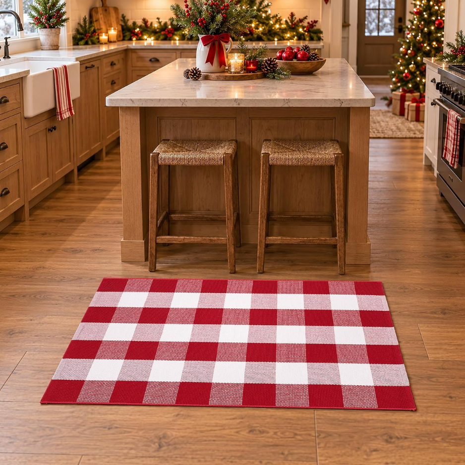 Tapis de porte rouge et blanc de Noël