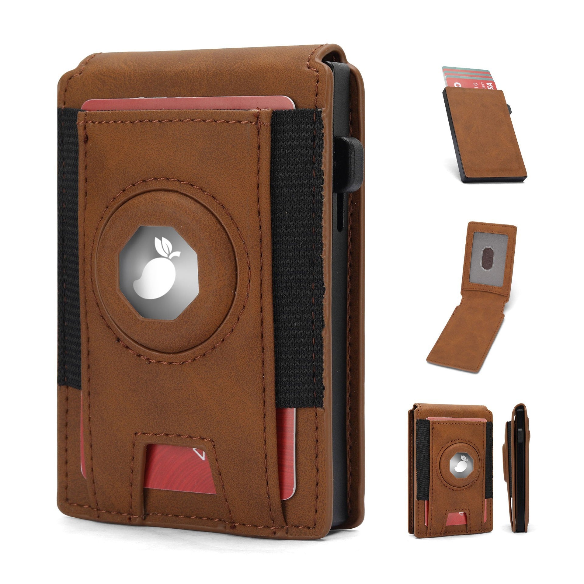 Flip-style Multi-carte-slot en cuir véritable hommes portefeuille