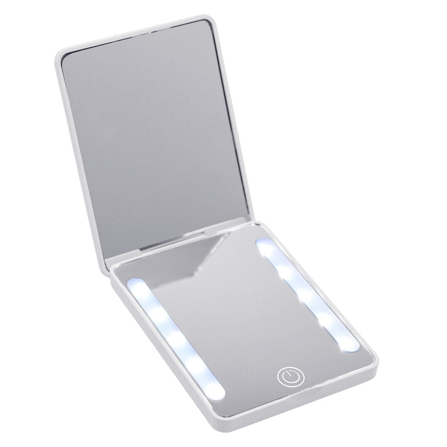 Compact Double-Sided pliant miroir de maquillage Portable LED lumière pour Touch-Ups