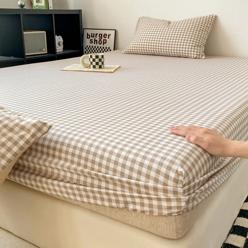 Minimalist Coton Lavé Couleur Solide Produit simple Fitted Sheet