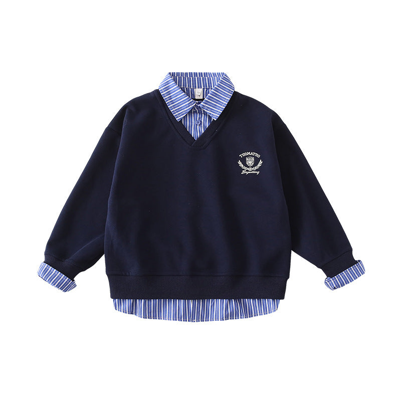 Enfants AutomneHiver Patchwork Polo-Neck Sweater Coordonnée poids lourd Parent-EnfantSibling M